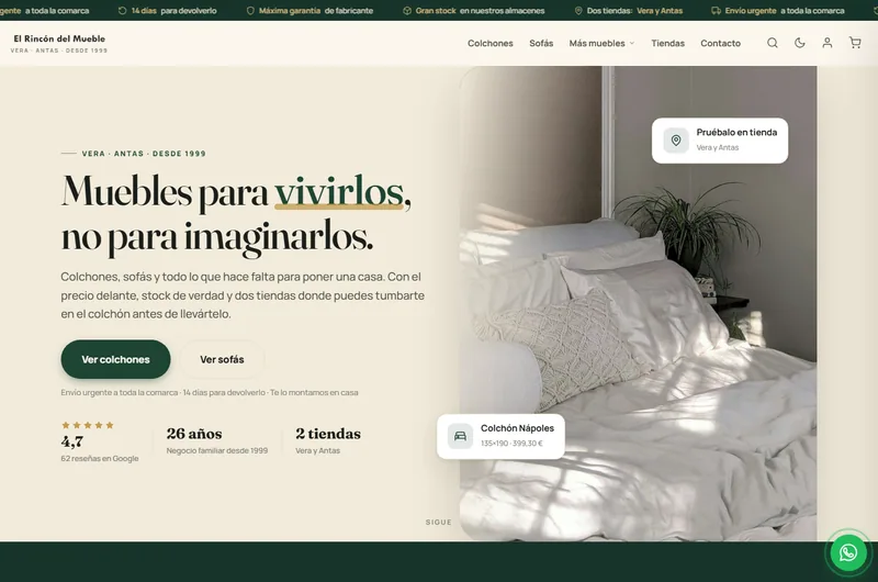 El Rincón del Mueble, tienda en Vera y Antas